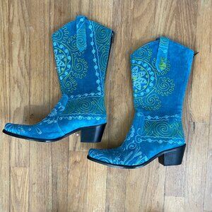 VELVET ROAD Boots Women's Blue Green Embroidered Size 36 NEW US 5.5 M Cowgirl
